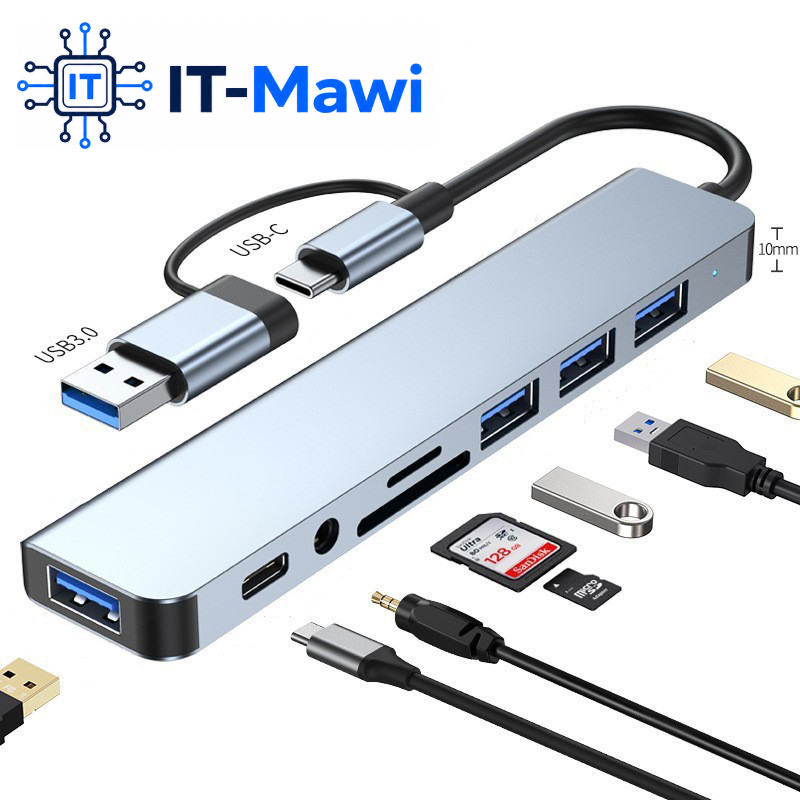 USB Hub Multiport USB-C 4K HDMI USB 3.0 SD TF Kartenleser Audio für Laptop